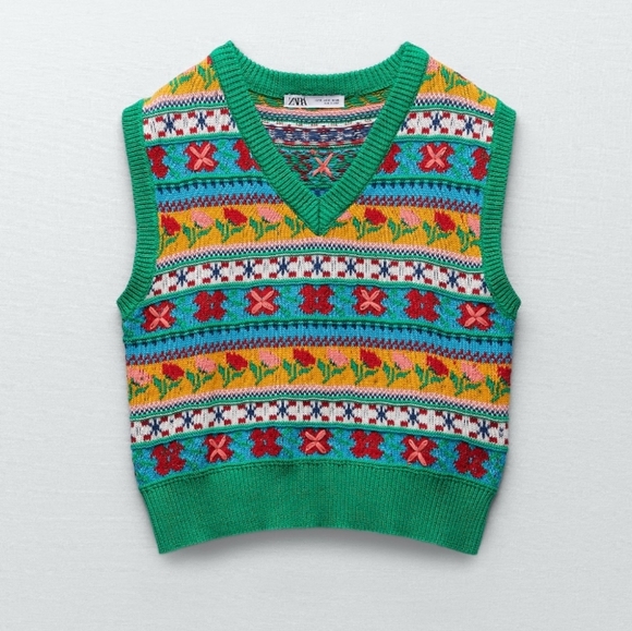 Floral Jacquard Knit Vest Zara - Picture 6 of 11
